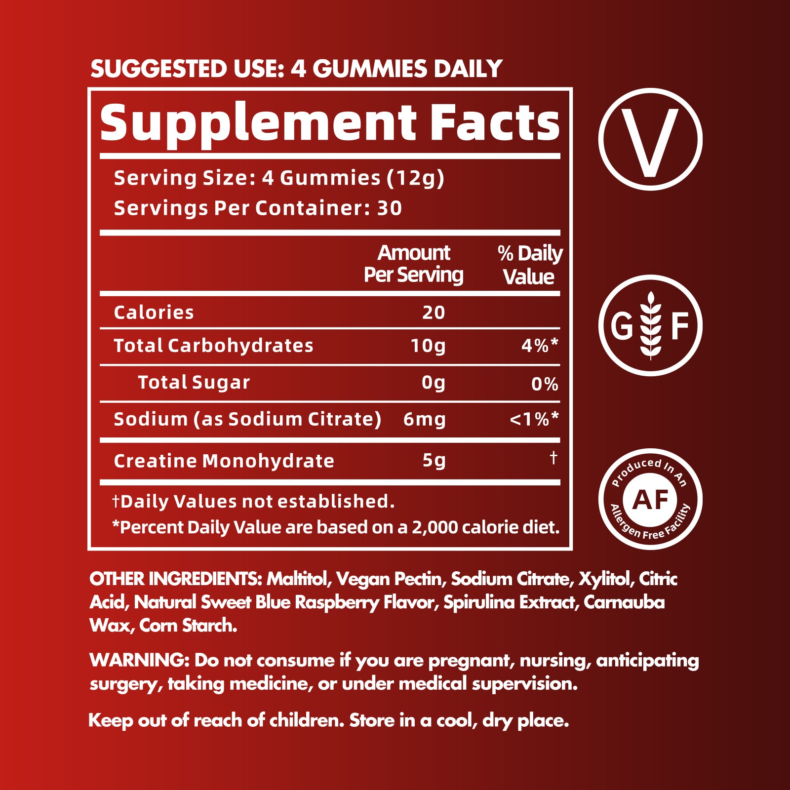 Kreatin Gummis 5000mg - Hallon